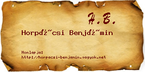 Horpácsi Benjámin névjegykártya